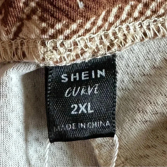 SHEIN Curvy Leggins Sz 2XL Plaid Tan/Brown - Picture 3 of 4